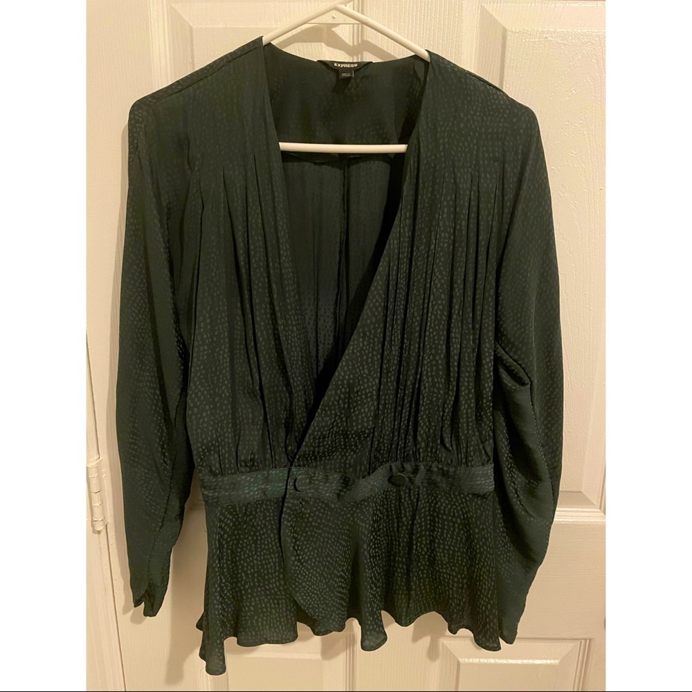 Express Dark Green Silk Blouse